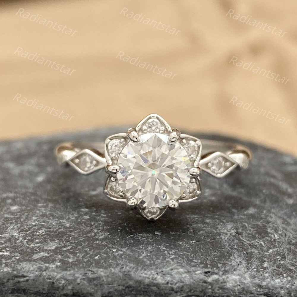 NEW Certified 1ct. t.w. Moissanite Flower Ring